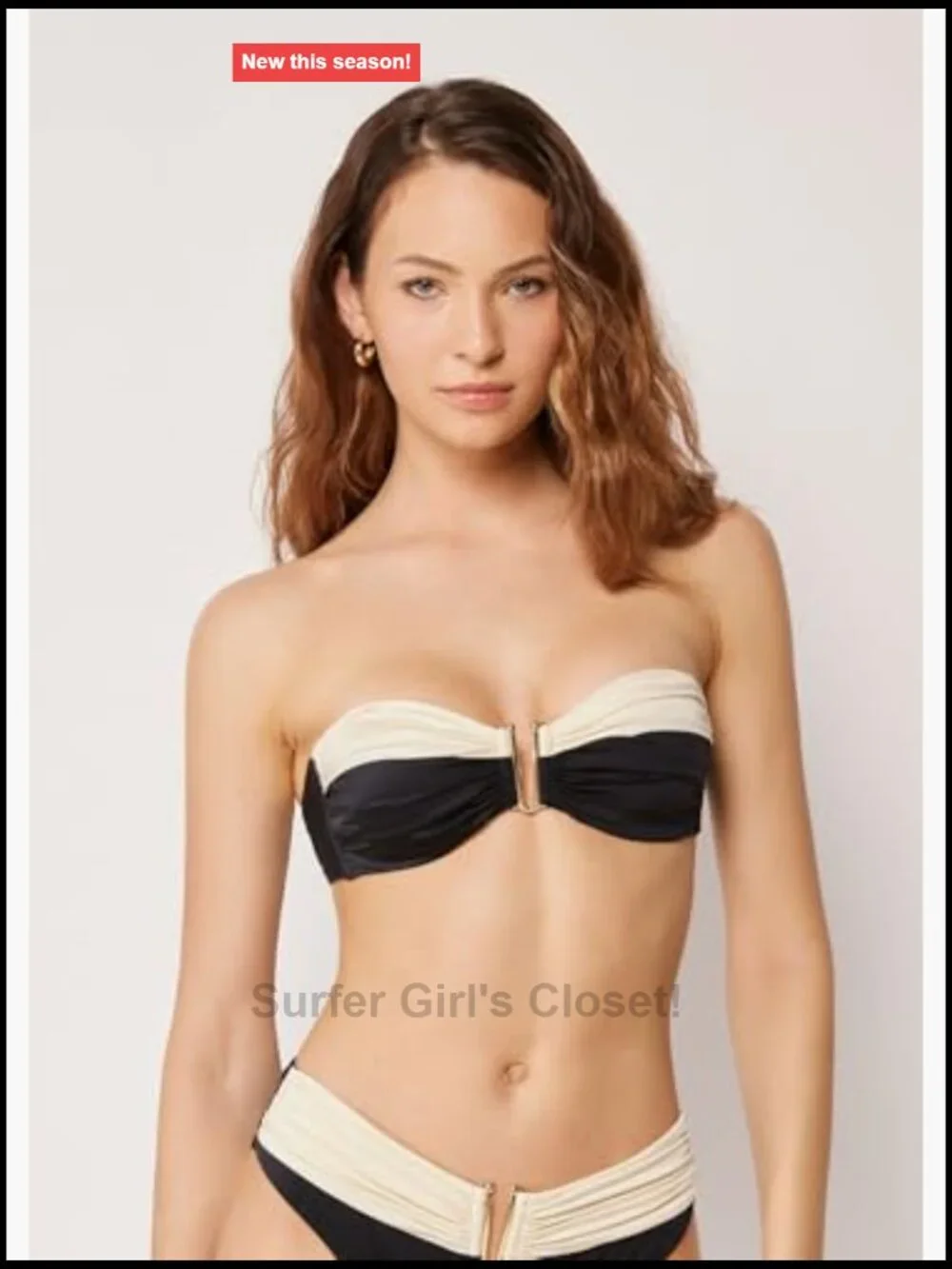 Bandeau Swimsuit Top Elegant Bicolor Lightly Padded
